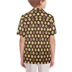 Round Pizzas On Black Senior Kids Hawaiian Shirt