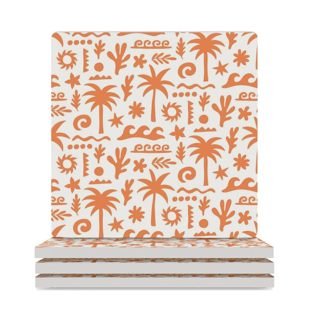 Orange Surf Ceramic Coasters (Square) white Ceramic Coasters Printed Offshore Surf