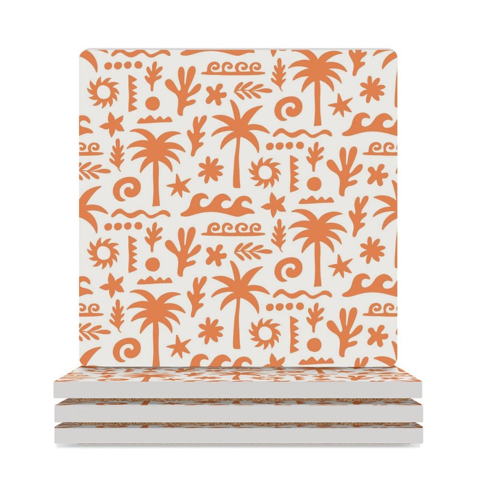 Orange Surf Ceramic Coasters (Square) white Ceramic Coasters Printed Offshore Surf