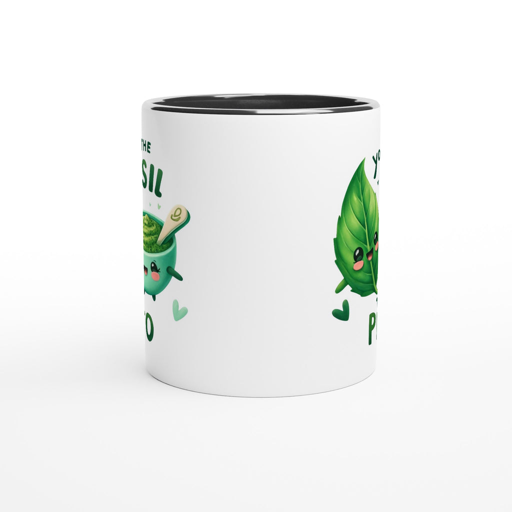 You're The Basil To My Pesto, Valentine - White 11oz Ceramic Mug with Colour Inside Colour 11oz Mug Food Globally Fulfilled Love