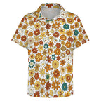 70's Style Floral Women's Short-Sleeve Button Up Shirt