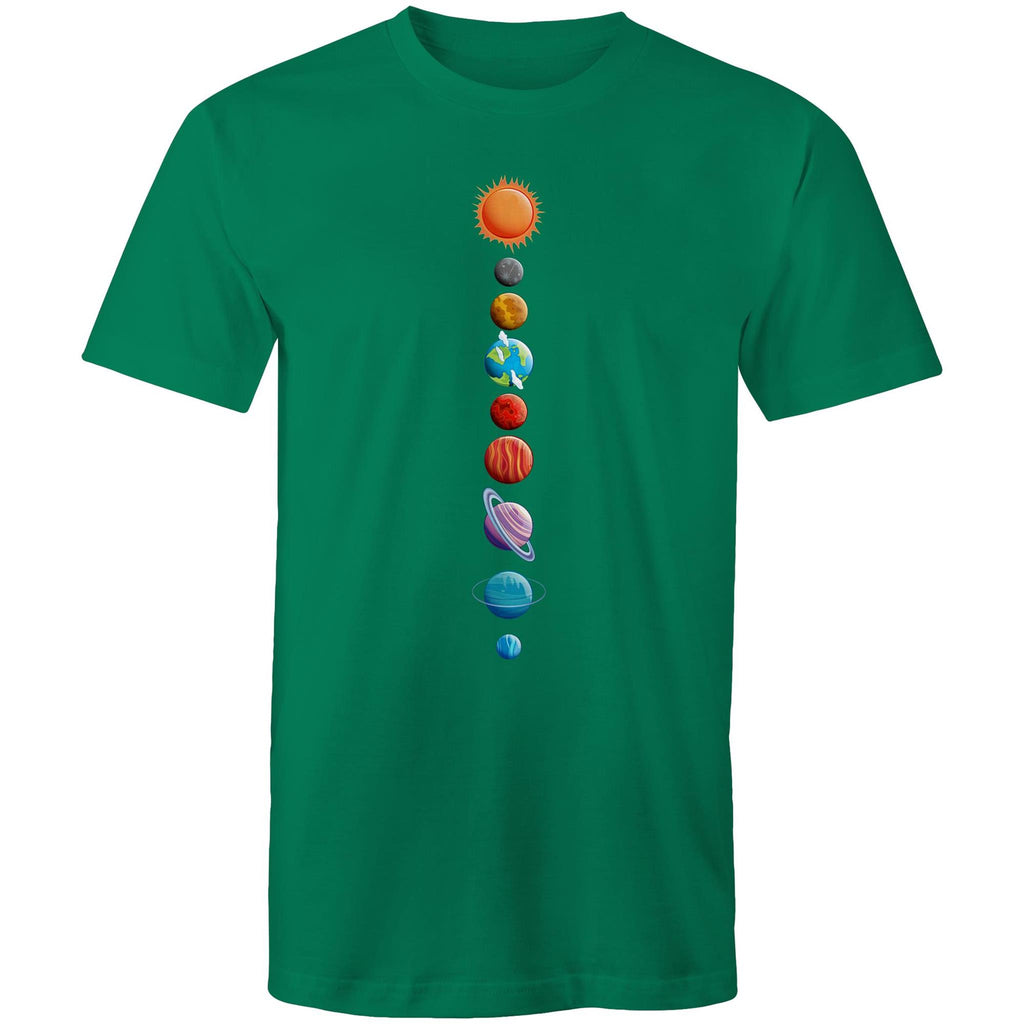 Our Solar System - Mens T-Shirt Kelly Green Mens T-shirt Printed In Australia Space
