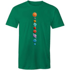 Our Solar System - Mens T-Shirt Kelly Green Mens T-shirt Printed In Australia Space