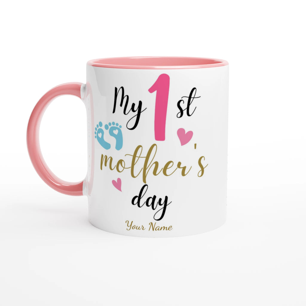 Personalised - My First Mother's Day - 11oz Ceramic Mug Ceramic Pink Personalised 11oz Mug customise Globally Fulfilled Mum personalise
