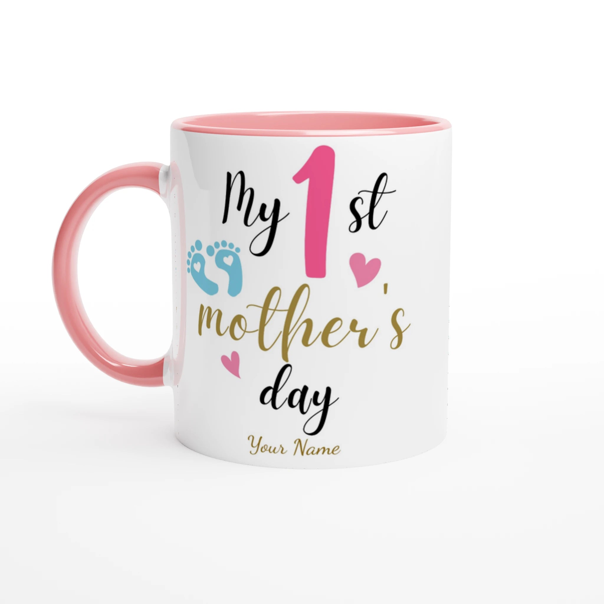 Personalised - My First Mother's Day - 11oz Ceramic Mug Ceramic Pink Personalised 11oz Mug customise Globally Fulfilled Mum personalise