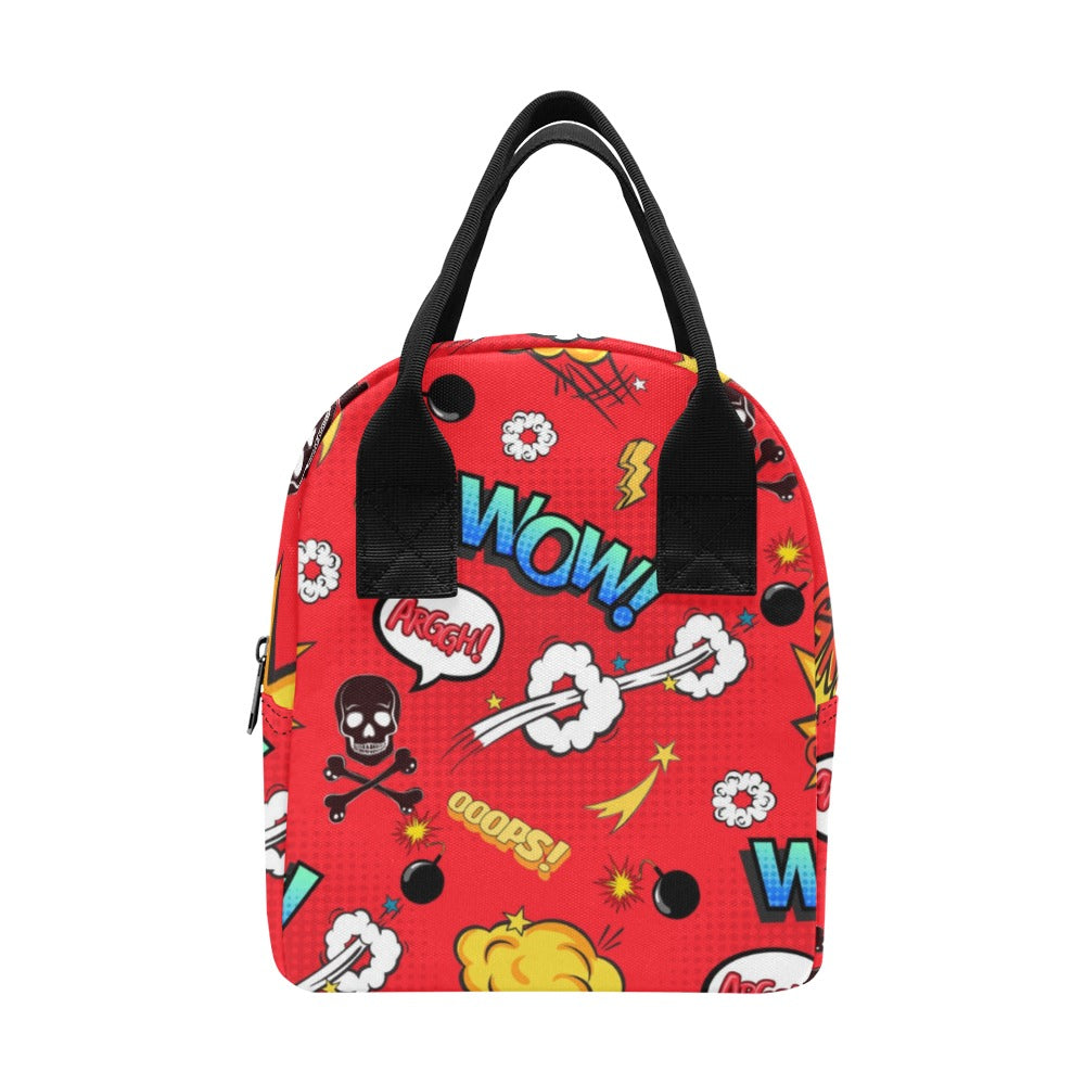 Comic Book Red - Zipper Lunch Bag One Size Zipper Lunch Bag Printed Offshore