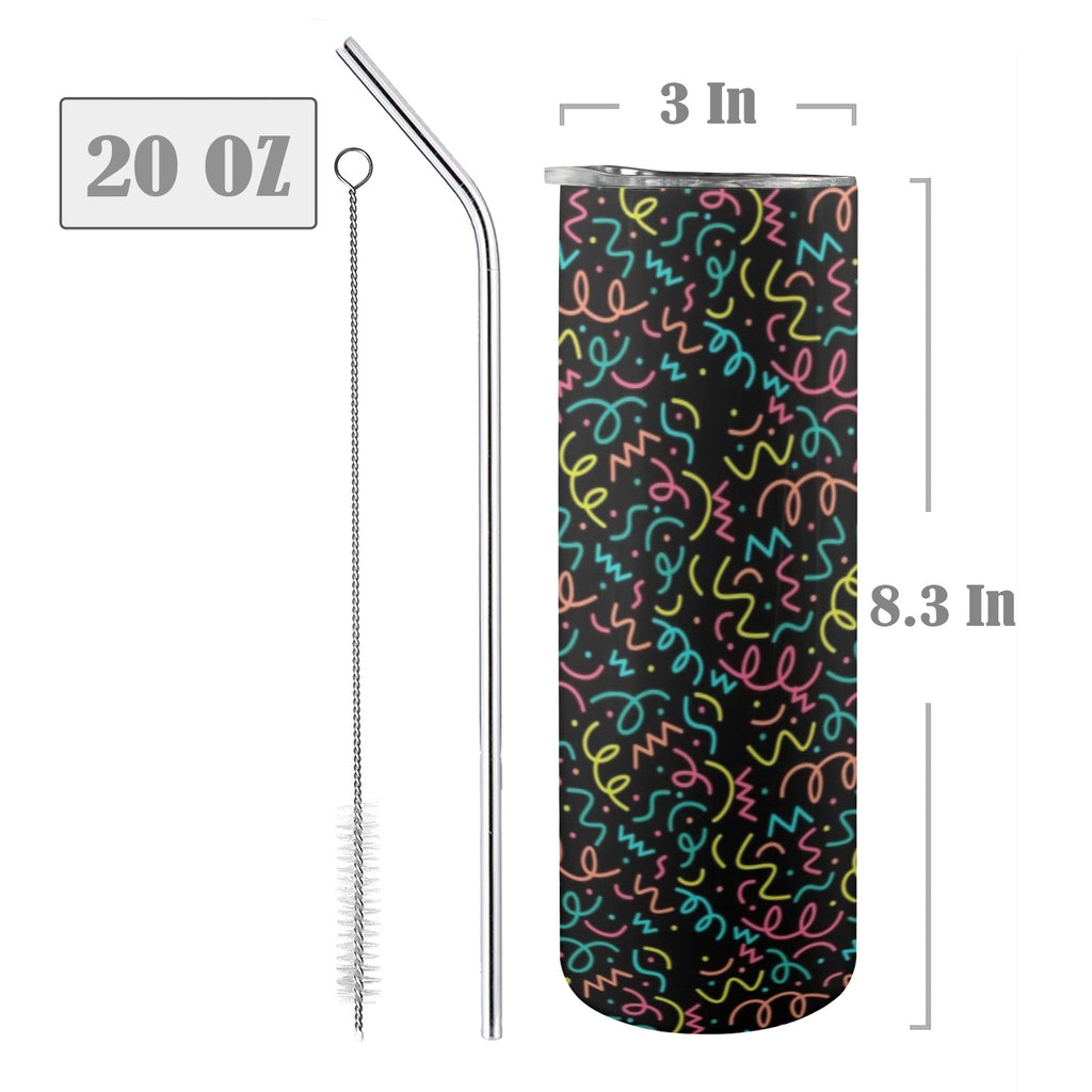 Squiggle Time - 20oz Tall Skinny Tumbler with Lid and Straw