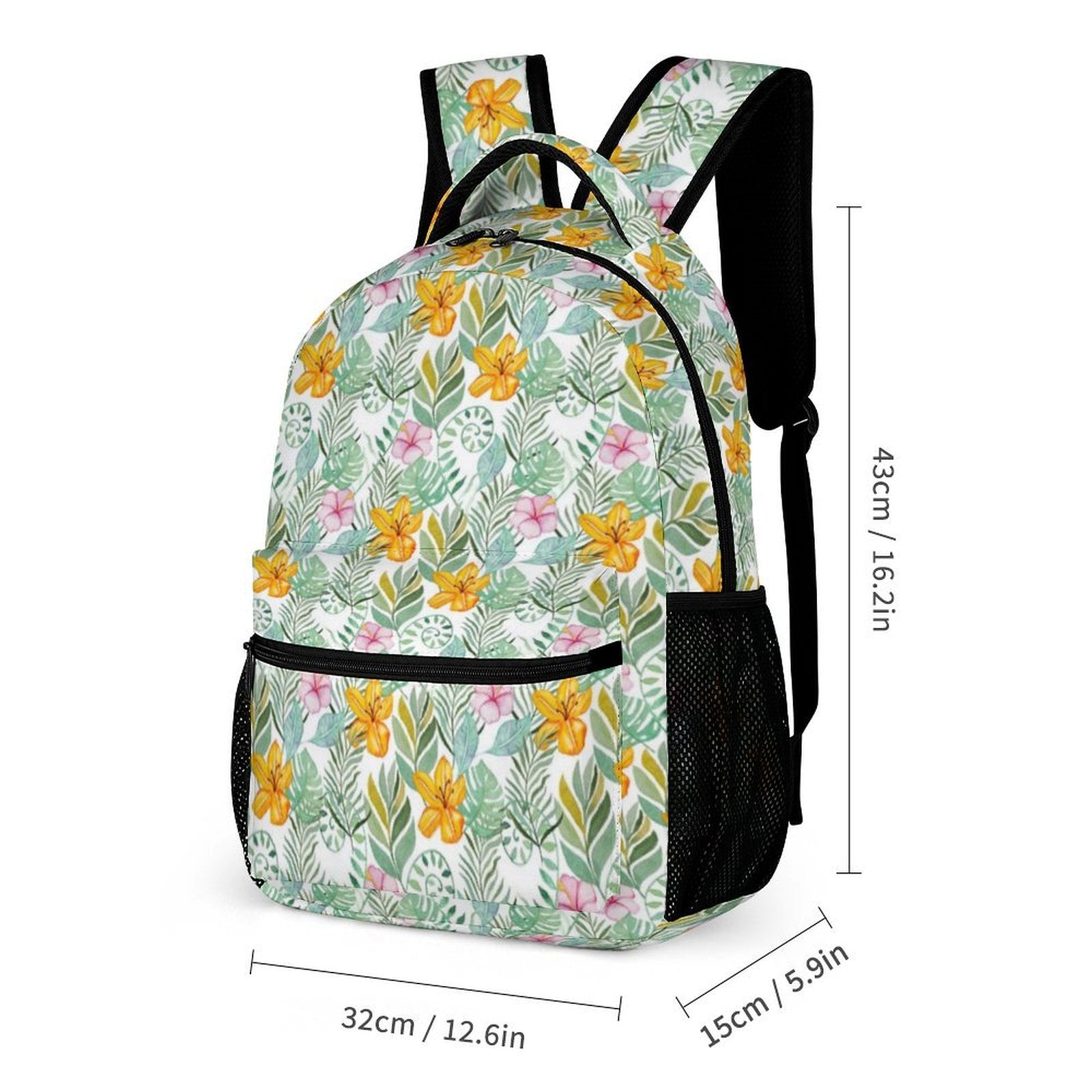 Tropical Flowers And Leaves Backpack, Lunch Bag & Pencil Case Set