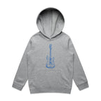 Guitar - Kids Hoodie Grey Marle Kids Hoodie Printed In Australia