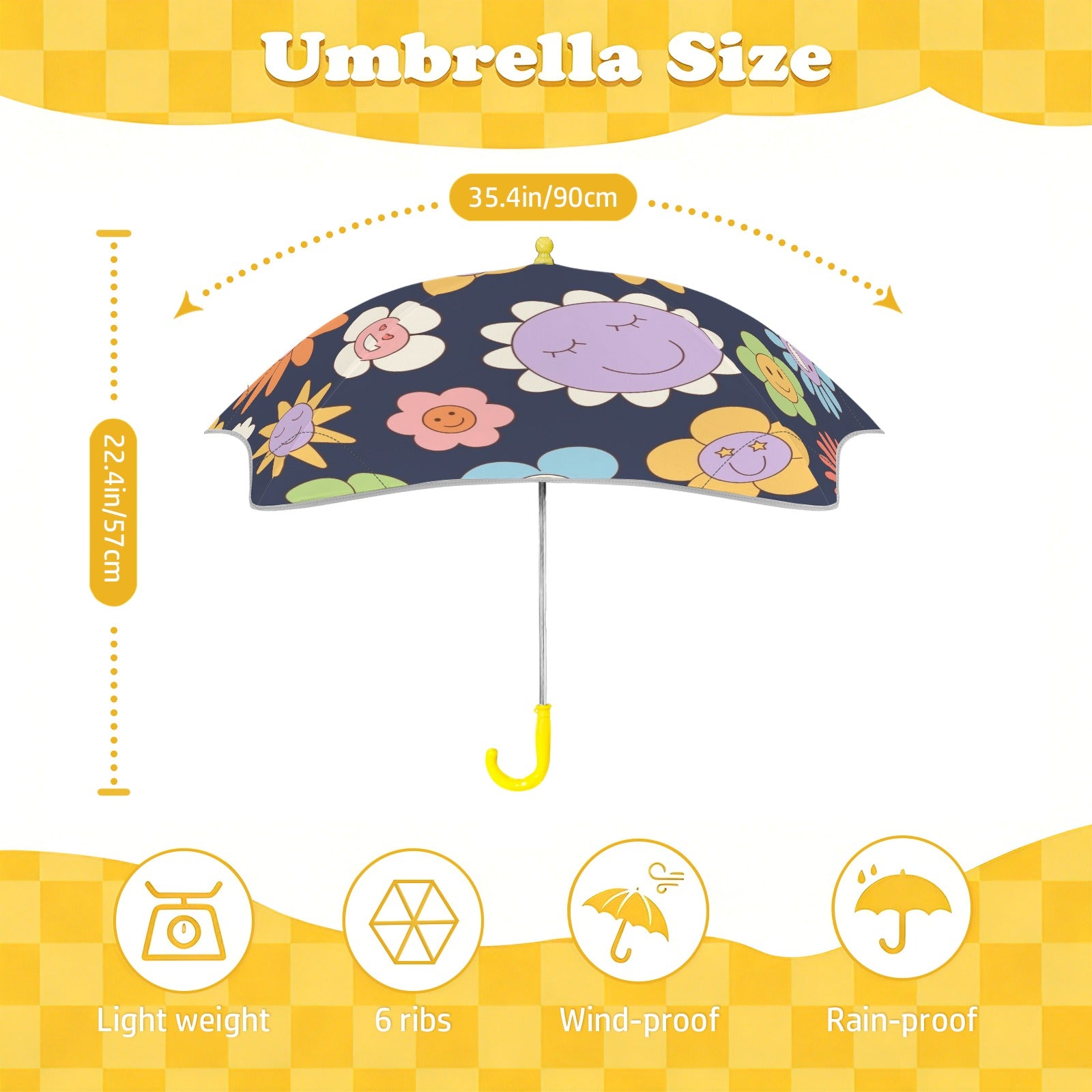 Groovy Flowers Kids Safe Round Corner Umbrella