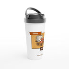 Personalised - Coffee To The Rescue - White 15oz Stainless Steel Travel Mug Personalised Travel Mug Coffee Customise Globally Fulfilled Personalise