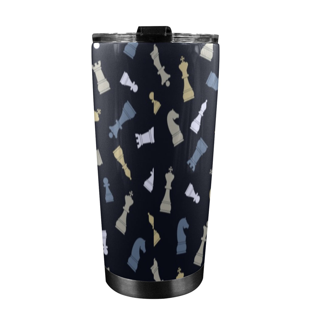 Chess Pattern - 20oz Mobile Tumbler with Lid (Black Lock) 20oz Travel Mug Chess Games Printed Offshore
