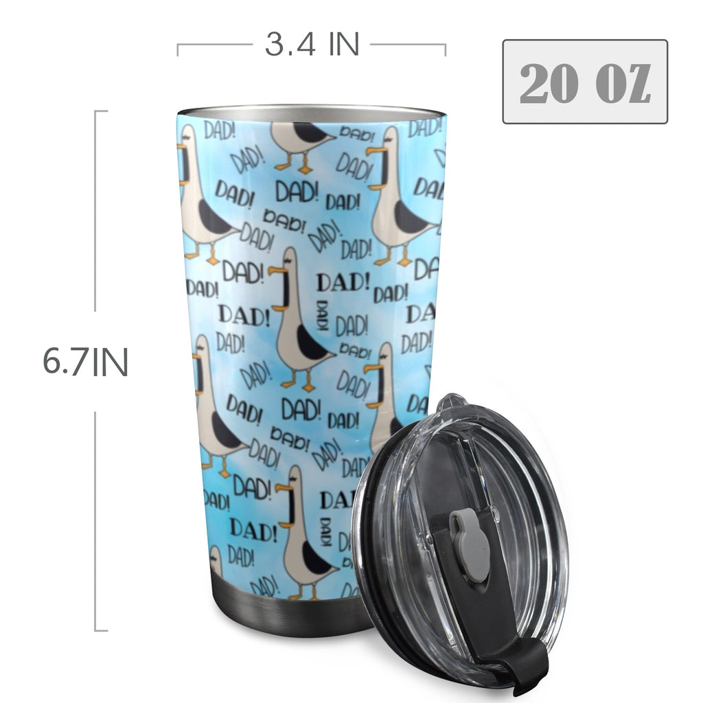 Dad Seagull - 20oz Mobile Tumbler with Lid (Black Lock) 20oz Travel Mug animal Dad Printed Offshore