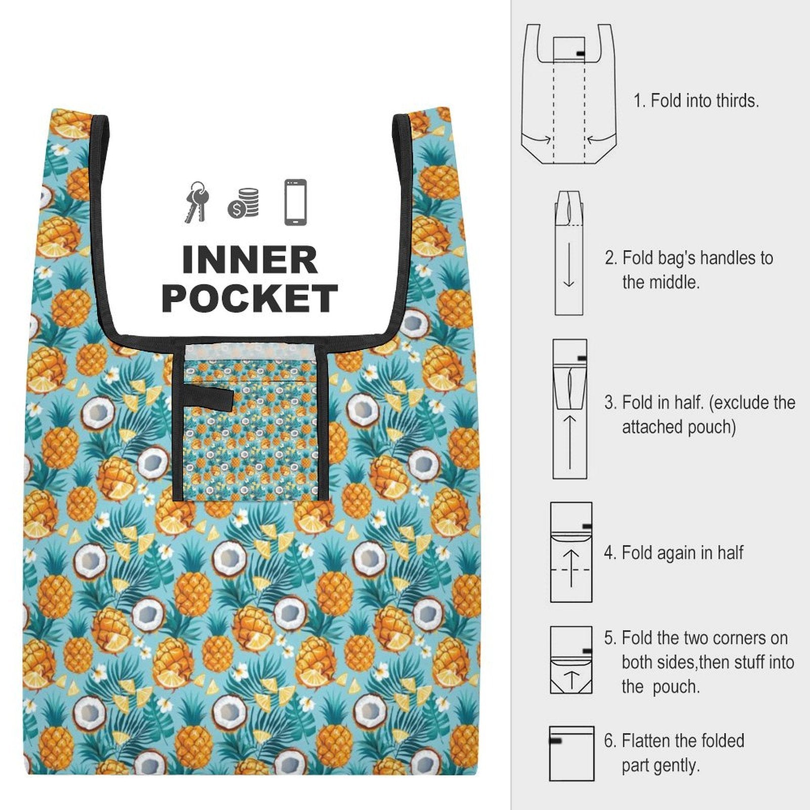 Pineapple Coconut Foldable Shopping Bag