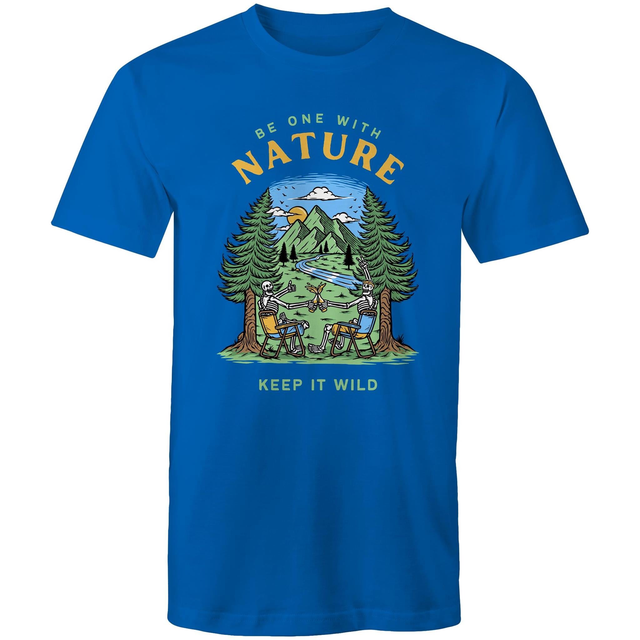 Be One With Nature, Skeletons - Mens T-Shirt Bright Royal Mens T-shirt Environment Printed In Australia