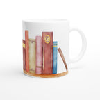 Books - White 11oz Ceramic Mug White 11oz Mug Globally Fulfilled Reading