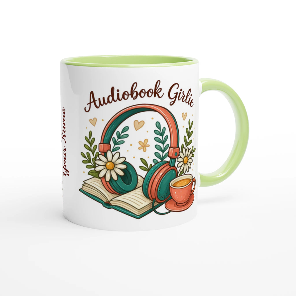 Personalised - Audiobook Girlie - White 11oz Ceramic Mug with Colour Inside Personalised 11oz Mug customise Globally Fulfilled personalise Reading