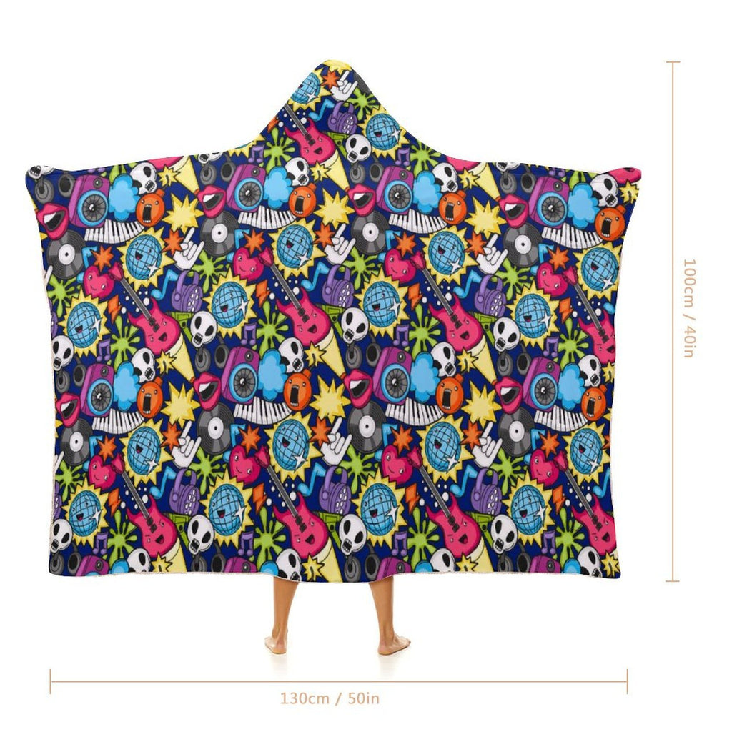 Sticker Music Kids Hooded Blanket 100cm x 130cm Kids Hooded Blanket Music Printed Offshore