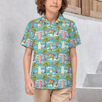 Summer Surf Kids Youth Short Sleeve Button Up Shirt