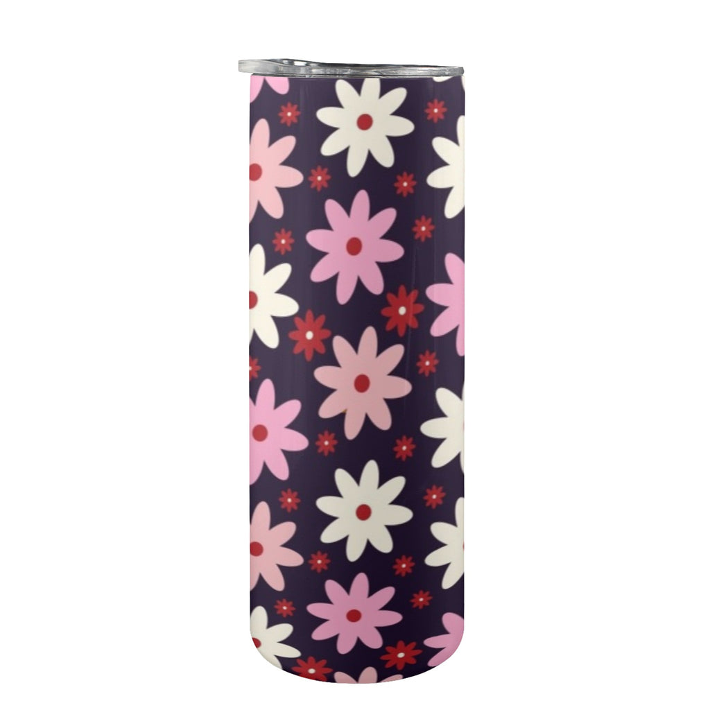 Pink Daisy - 20oz Tall Skinny Tumbler with Lid and Straw