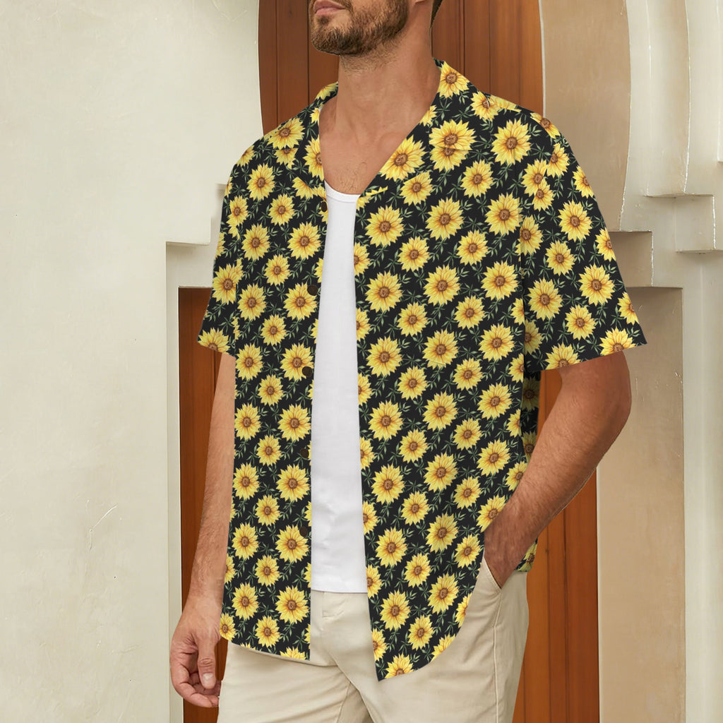 Painted Sunflower - Men's Short Sleeve Hawaiian Shirt