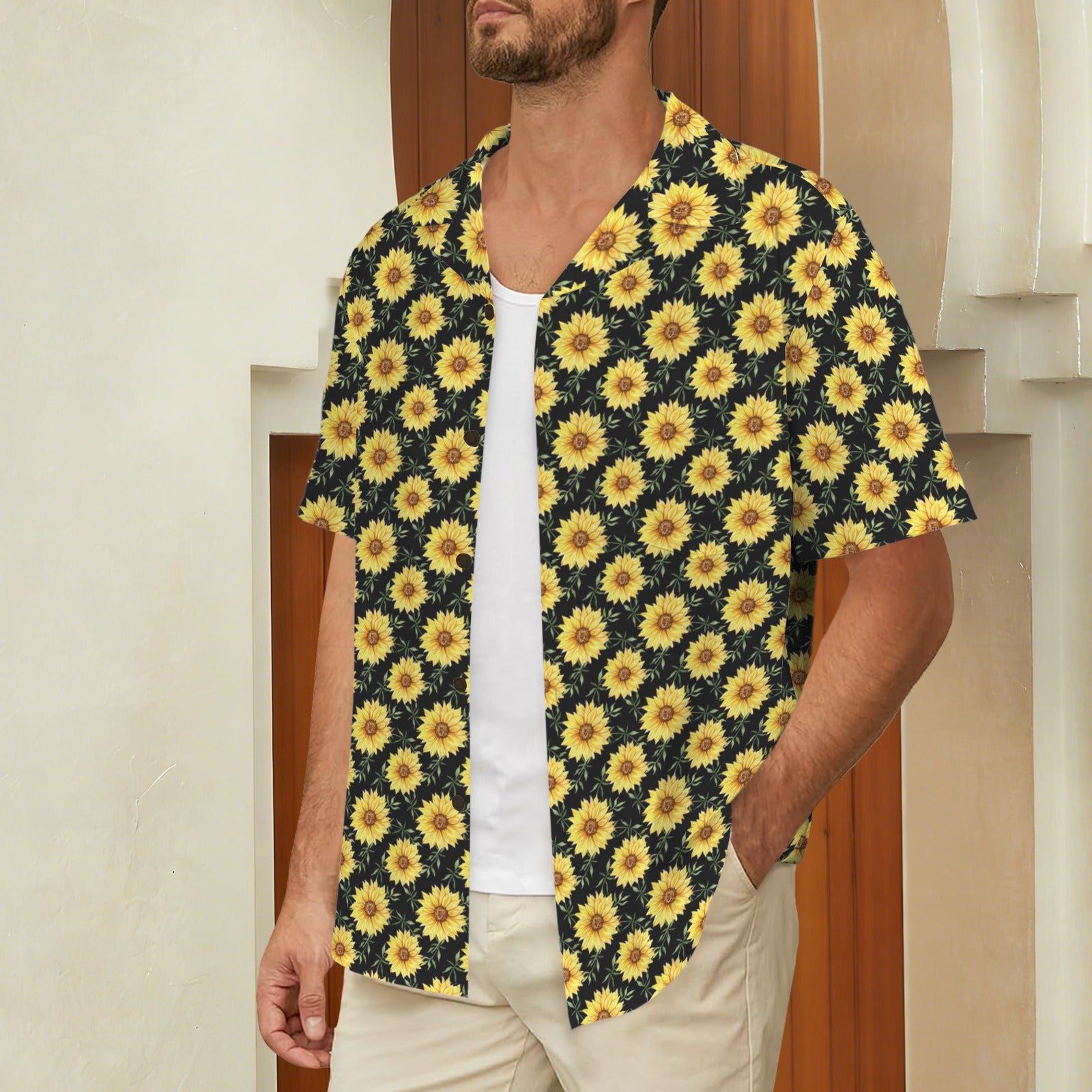 Painted Sunflower - Men's Short Sleeve Hawaiian Shirt