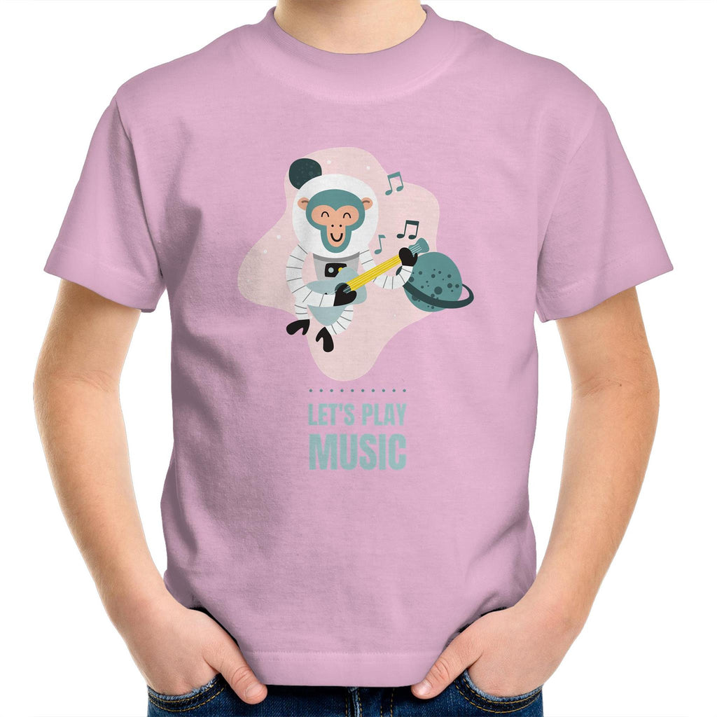 Monkey Music - Kids Youth T-Shirt Pink Kids Youth T-shirt animal Music Printed In Australia