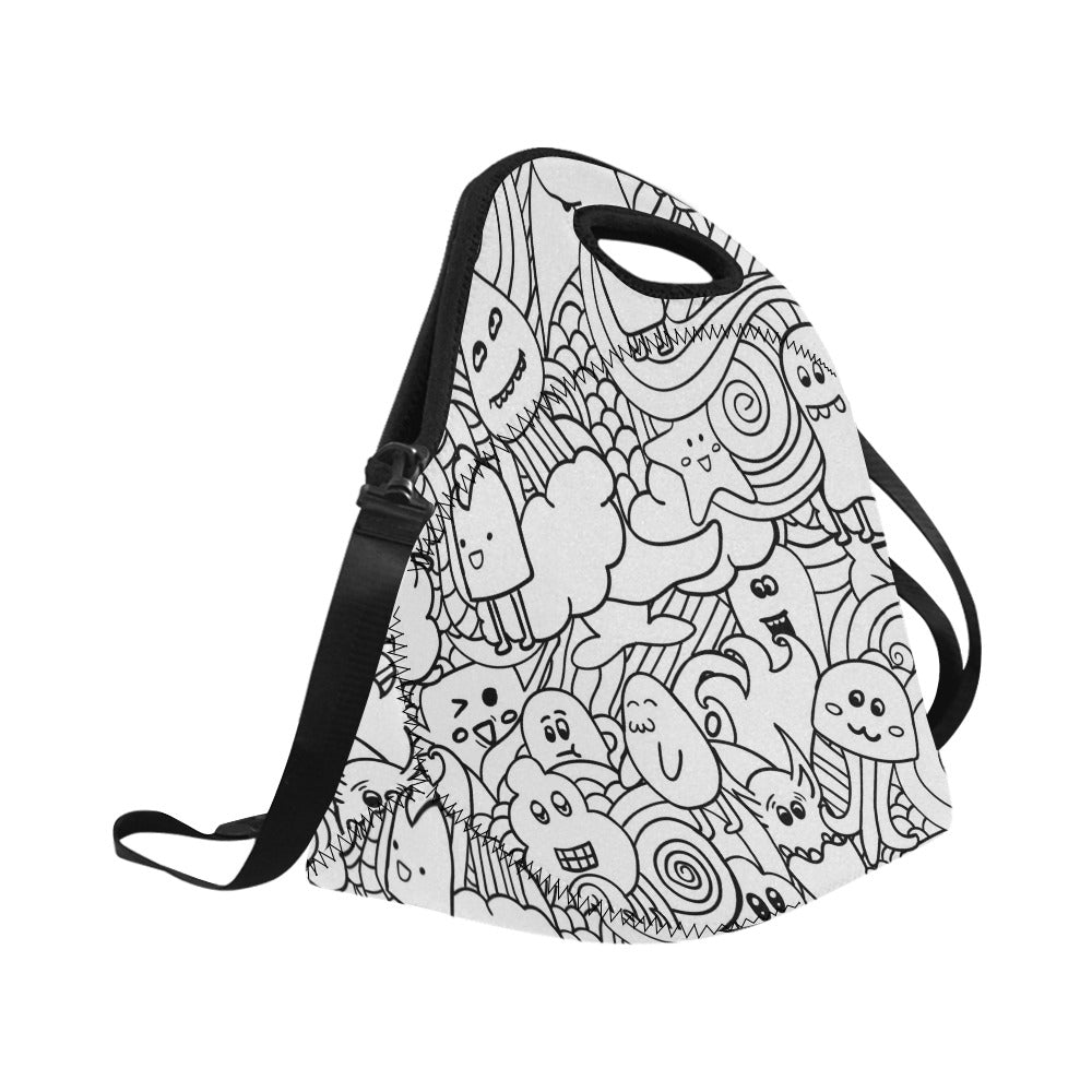 Black And White Creatures - Neoprene Lunch Bag Neoprene Lunch Bag Printed Offshore