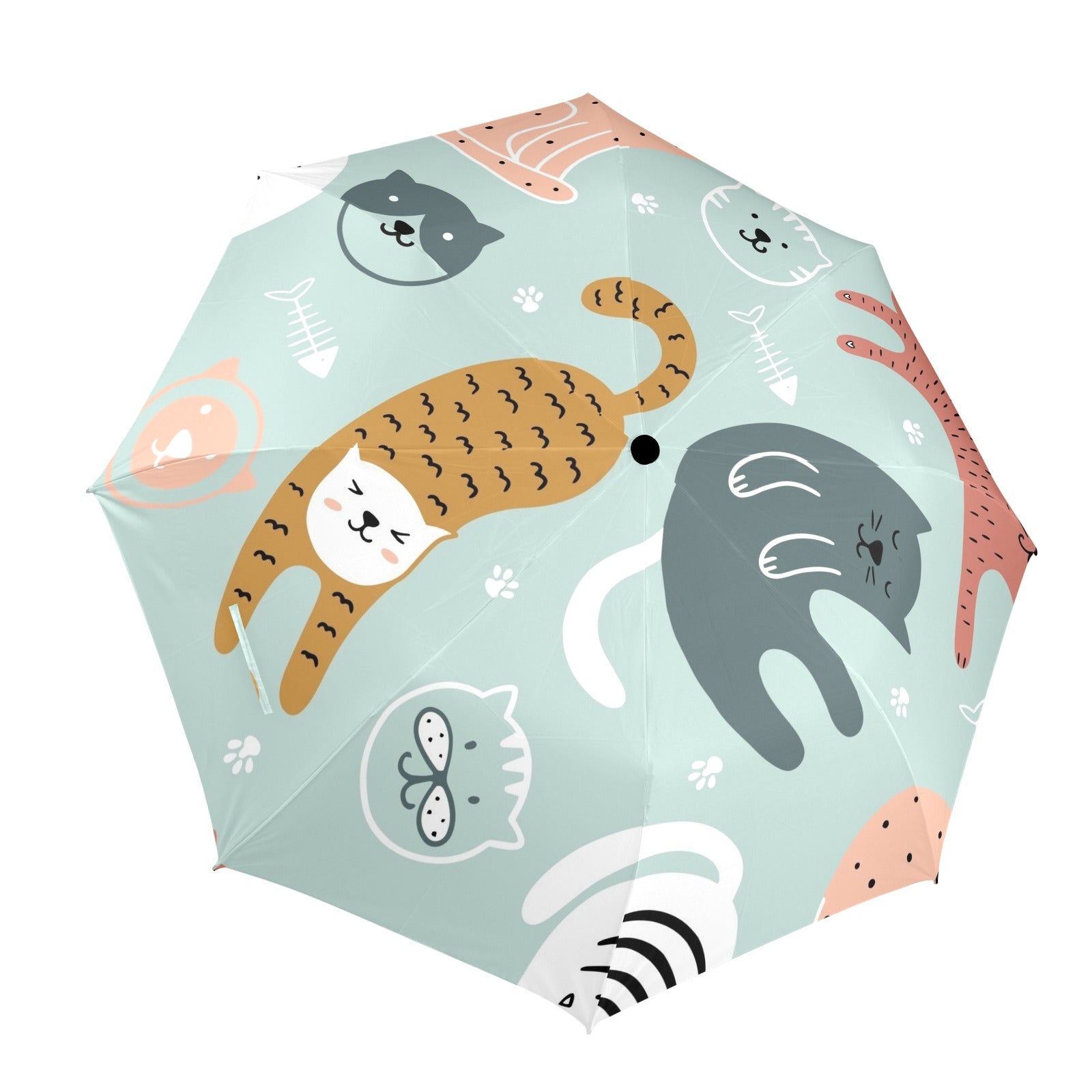 Cat Stretch - Semi-Automatic Foldable Umbrella (Model U12) One Size Semi-Automatic Foldable Umbrella (U12)