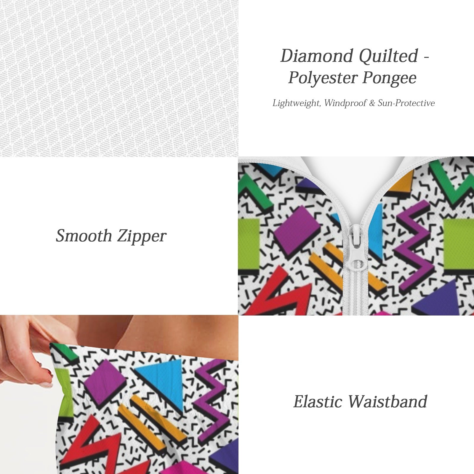 Graphic 80's Women's Windbreaker Short Set Women's Windbreaker Short Set Printed Offshore Retro
