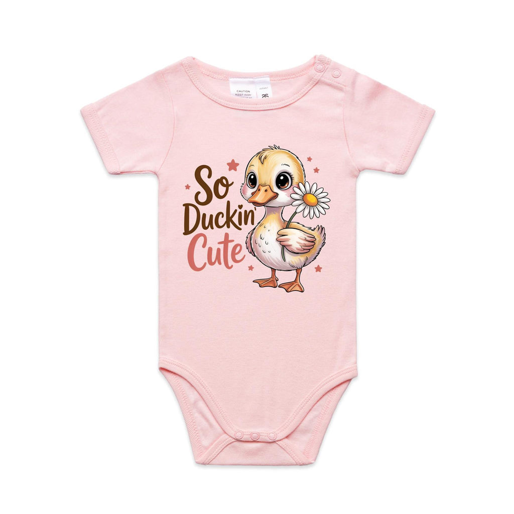 So Duckin' Cute AS Colour Baby Bodysuit Pink Baby Bodysuit animal Printed In Australia