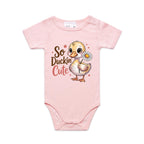 So Duckin' Cute AS Colour Baby Bodysuit Pink Baby Bodysuit animal Printed In Australia