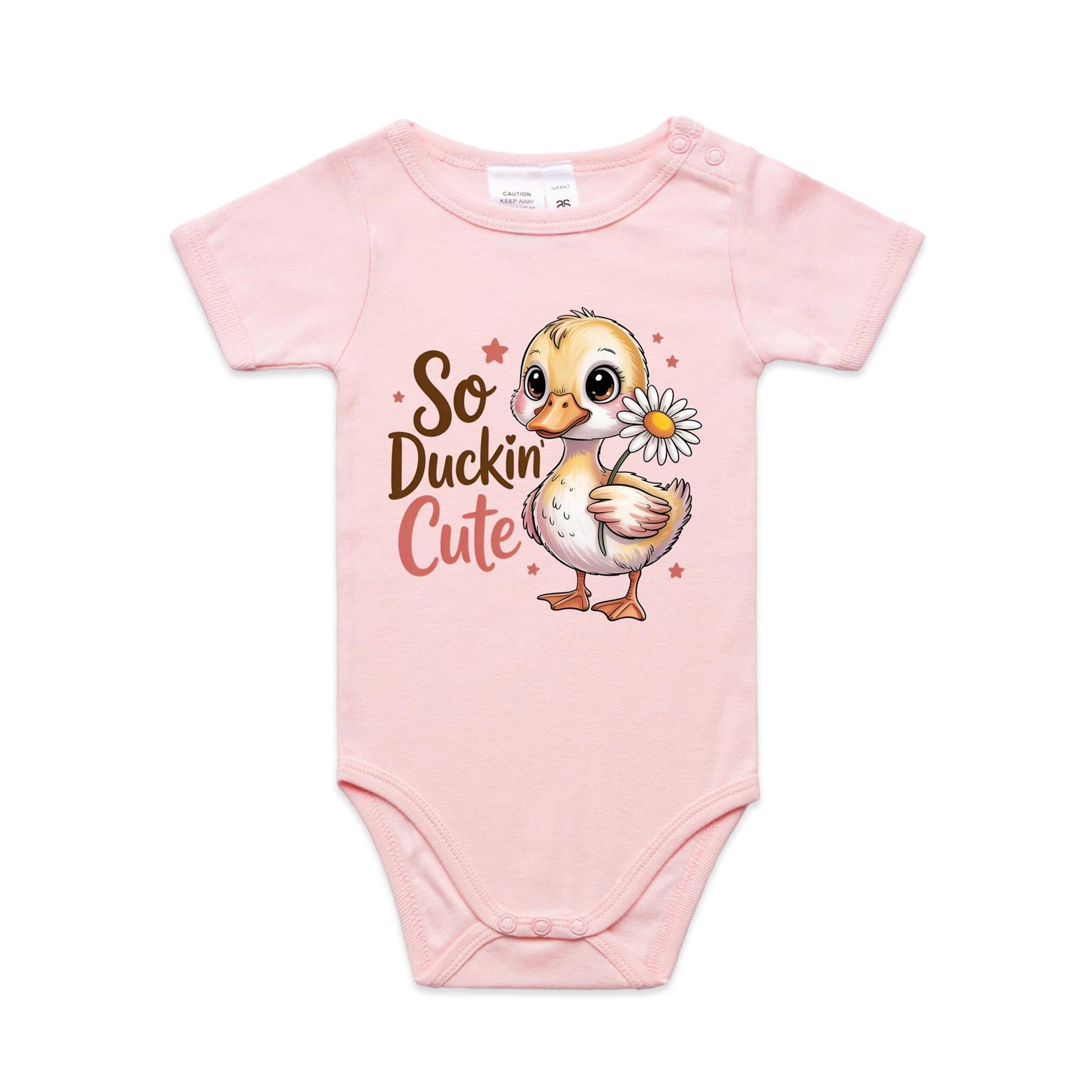 So Duckin' Cute AS Colour Baby Bodysuit Pink Baby Bodysuit animal Printed In Australia