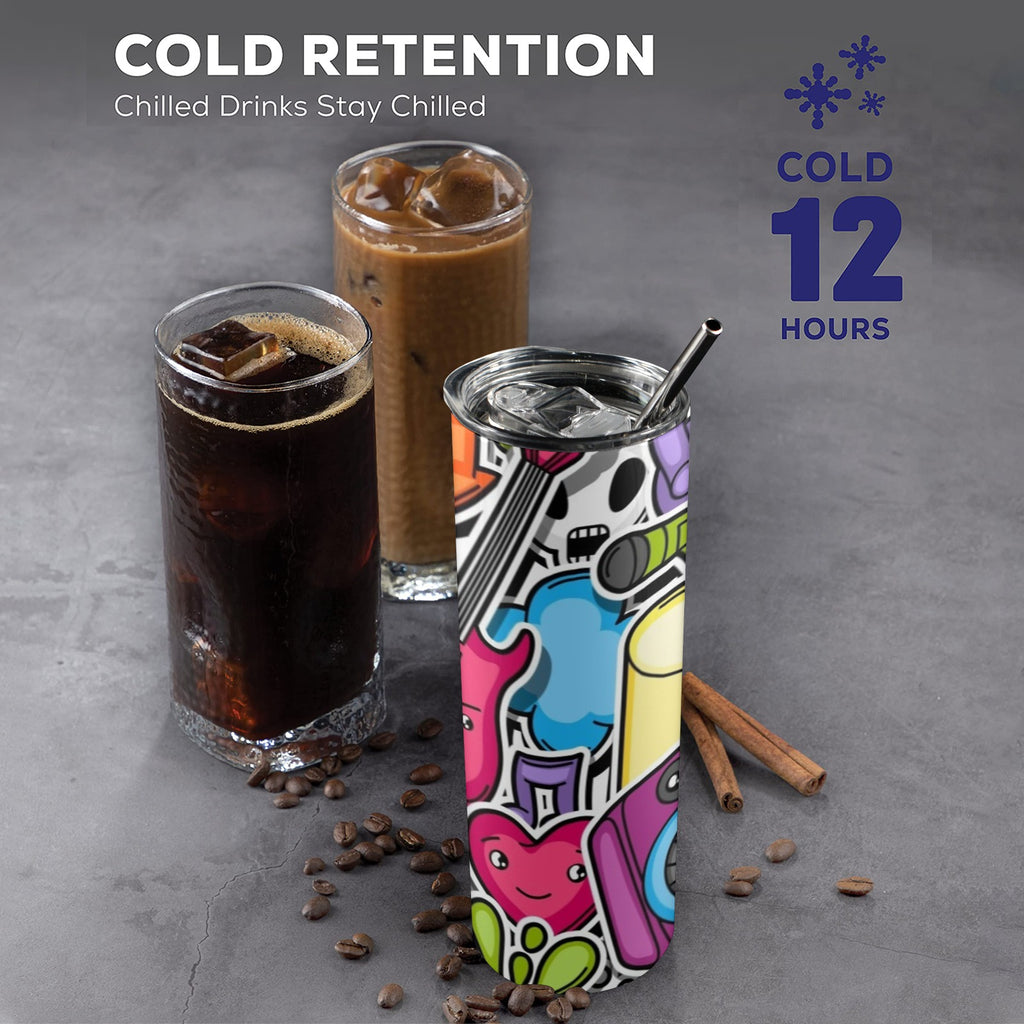 Sticker Music 20oz Tall Skinny Tumbler with Lid and Straw