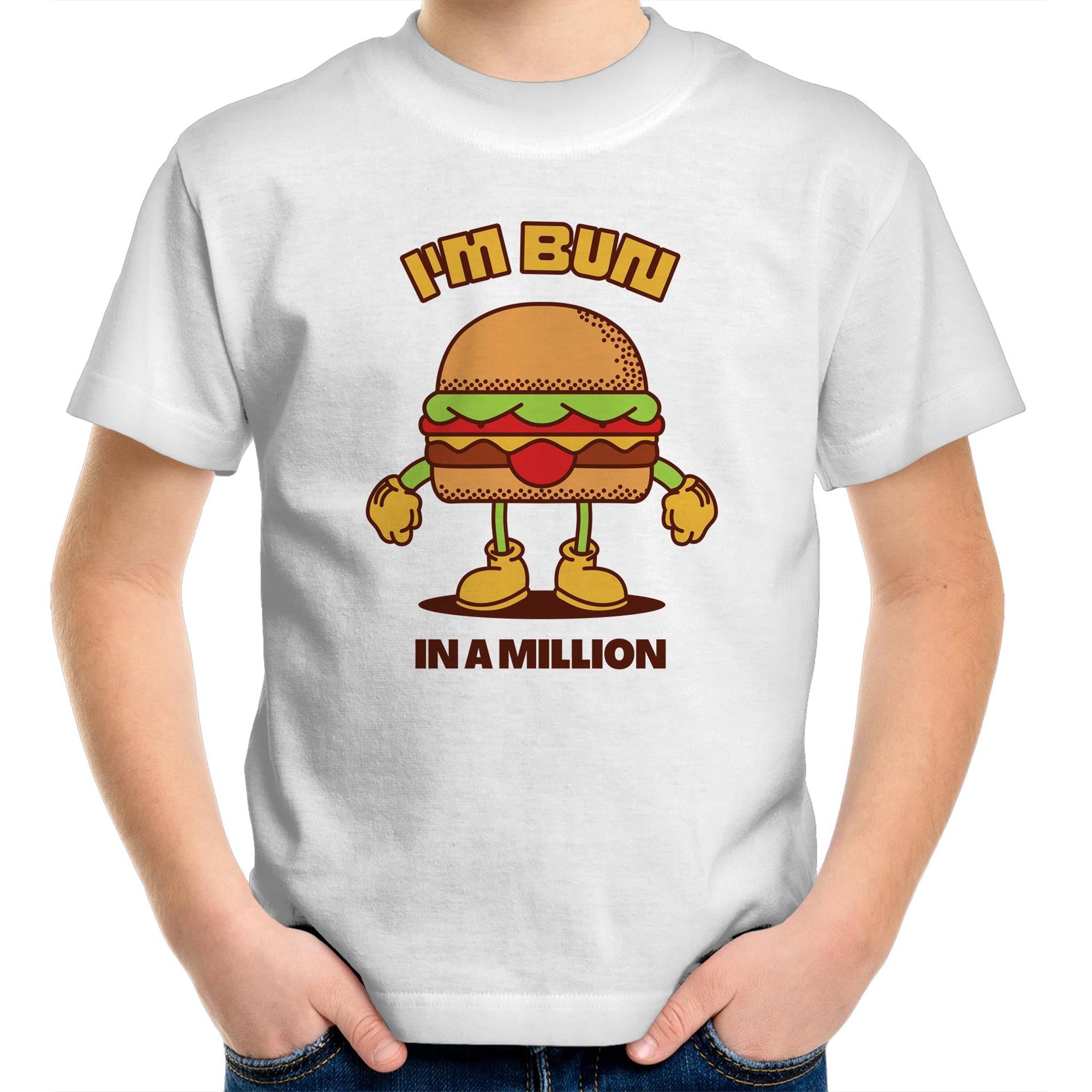 I'm Bun In A Million, Hamburger - Kids Youth T-Shirt White Kids Youth T-shirt Food Printed In Australia