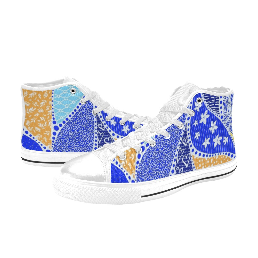 Blue Swirl - Women's High Top Canvas Shoes Womens Classic High Top Shoes Printed Offshore