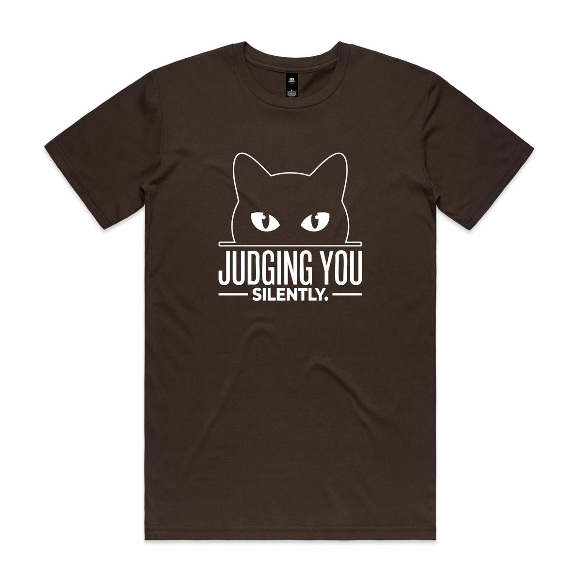 Judging You Silently Cat Men's AS Colour T-shirt Dark Chocolate Mens T-shirt animal Printed In Australia
