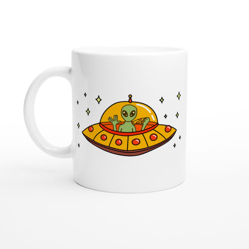 Alien Pizza - White 11oz Ceramic Mug Default Title White 11oz Mug Globally Fulfilled Sci Fi