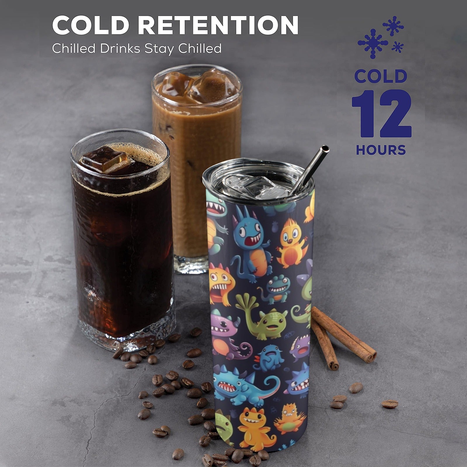 Monster Mania - 20oz Tall Skinny Tumbler with Lid and Straw