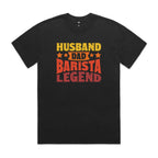 Husband, Dad, Barista, Legend AS Colour Heavy Faded Tee Unisex Faded Black Heavy Faded T-shirt Coffee Dad Printed In Australia