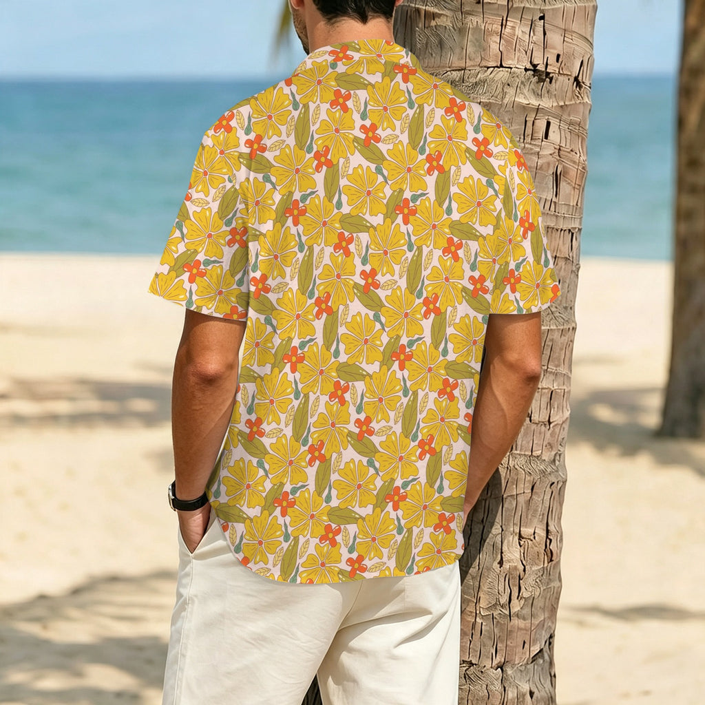 Trippy Floral Men's Crinkle Hawaiian Shirt