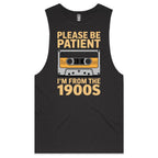 Please Be Patient, I'm From The 1900's Mens Men's AS Colour Drop Arm Tank Top Coal Drop Arm Tank Top Music Printed In Australia Retro