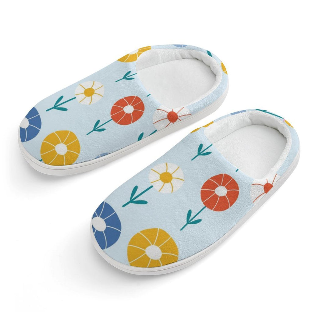 Abstract Cute Flowers Kids Cotton Slippers white Kids Cotton Slippers Plants Printed Offshore