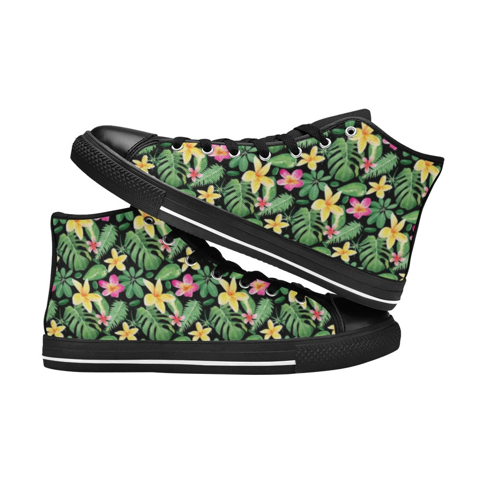 Frangipani - Women's High Top Canvas Shoes Womens Classic High Top Shoes Plants Printed Offshore