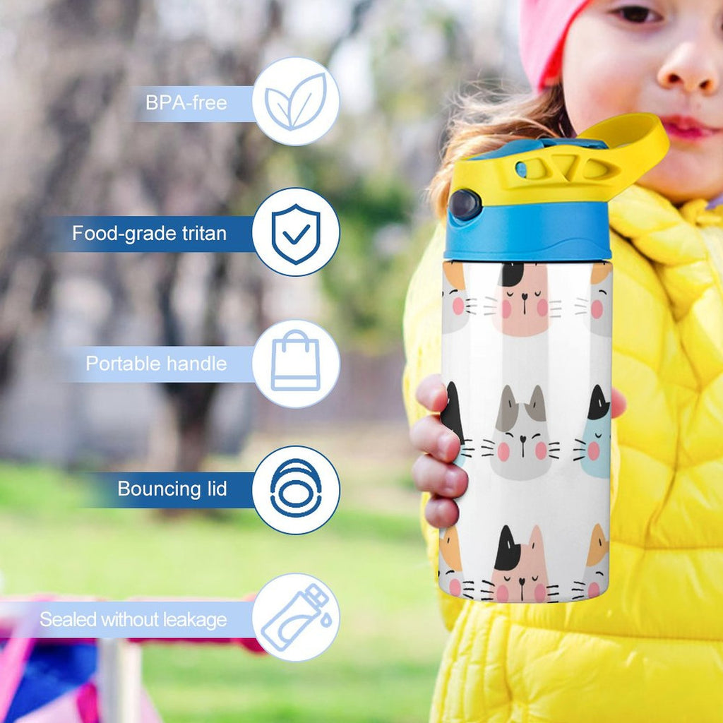 Cat Faces - Little Kids Water Bottle Little Kids Water Bottle animal Printed Offshore