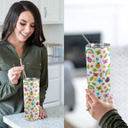 Ladybugs And Rainbows - 20oz Tall Skinny Tumbler with Lid and Straw