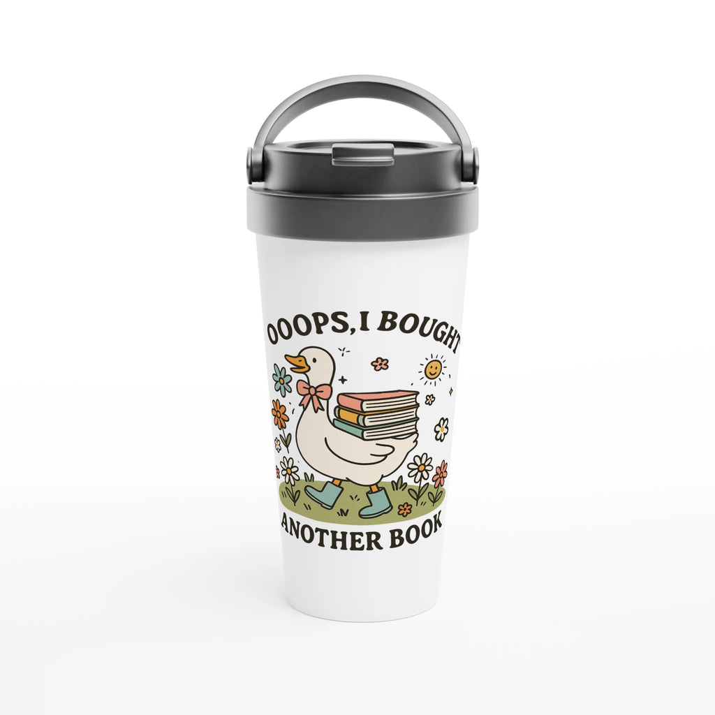 Oops, I Bought Another Book - White 15oz Stainless Steel Travel Mug Default Title Travel Mug animal Globally Fulfilled Reading