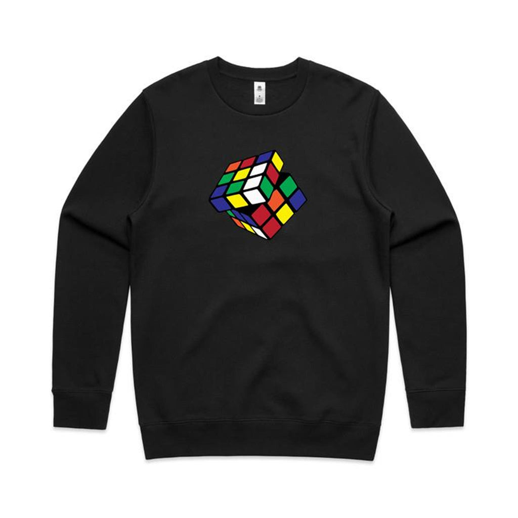 Cube - AS Colour Stencil Crew Black Sweatshirt Games Printed In Australia