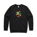 Cube AS Colour Stencil Crew Sweatshirt Unisex Black Sweatshirt Games Printed In Australia