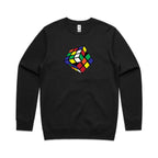 Cube - AS Colour Stencil Crew Black Sweatshirt Games Printed In Australia